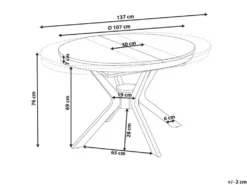 Spisebord med udtræk TYMIS Sort eg 107/137 cm 107 cm