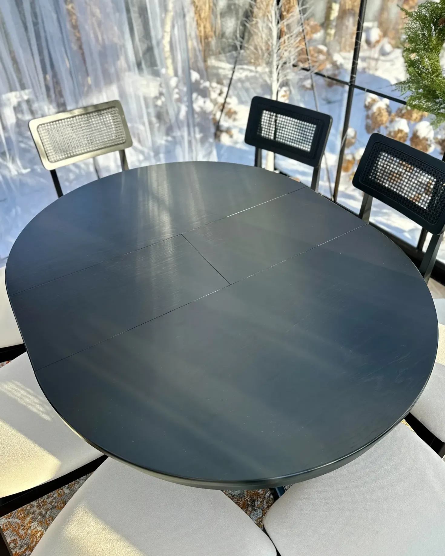 Spisebord med udtræk TYMIS Sort eg 107/137 cm 107 cm