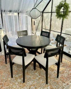 Spisebord med udtræk TYMIS Sort eg 107/137 cm 107 cm