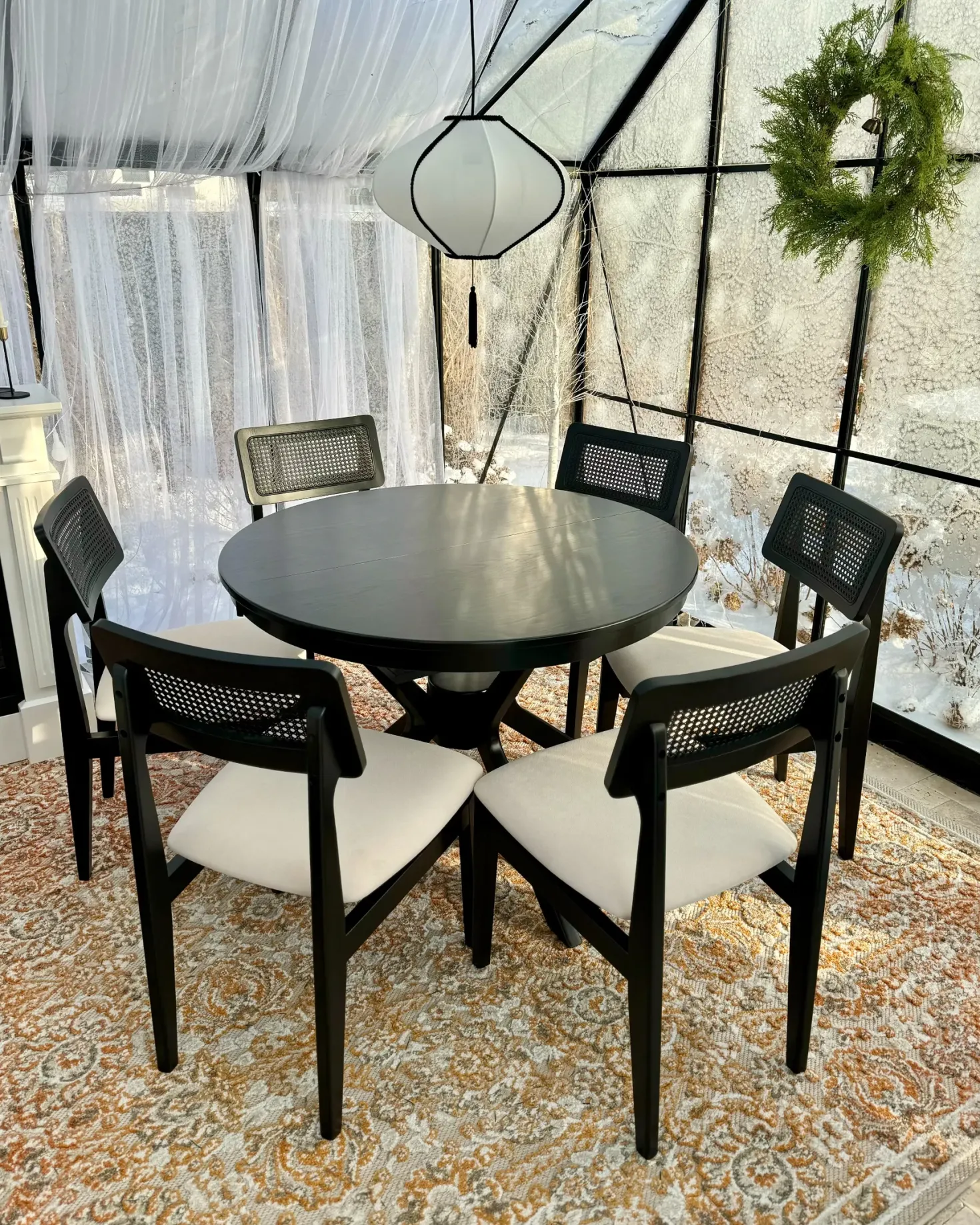 Spisebord med udtræk TYMIS Sort eg 107/137 cm 107 cm
