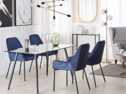 Spisebord MIDLAND Sort 140 cm 80 cm Hærdet glas