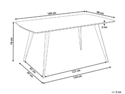 Spisebord MOSSLE Sort 160 cm 90 cm