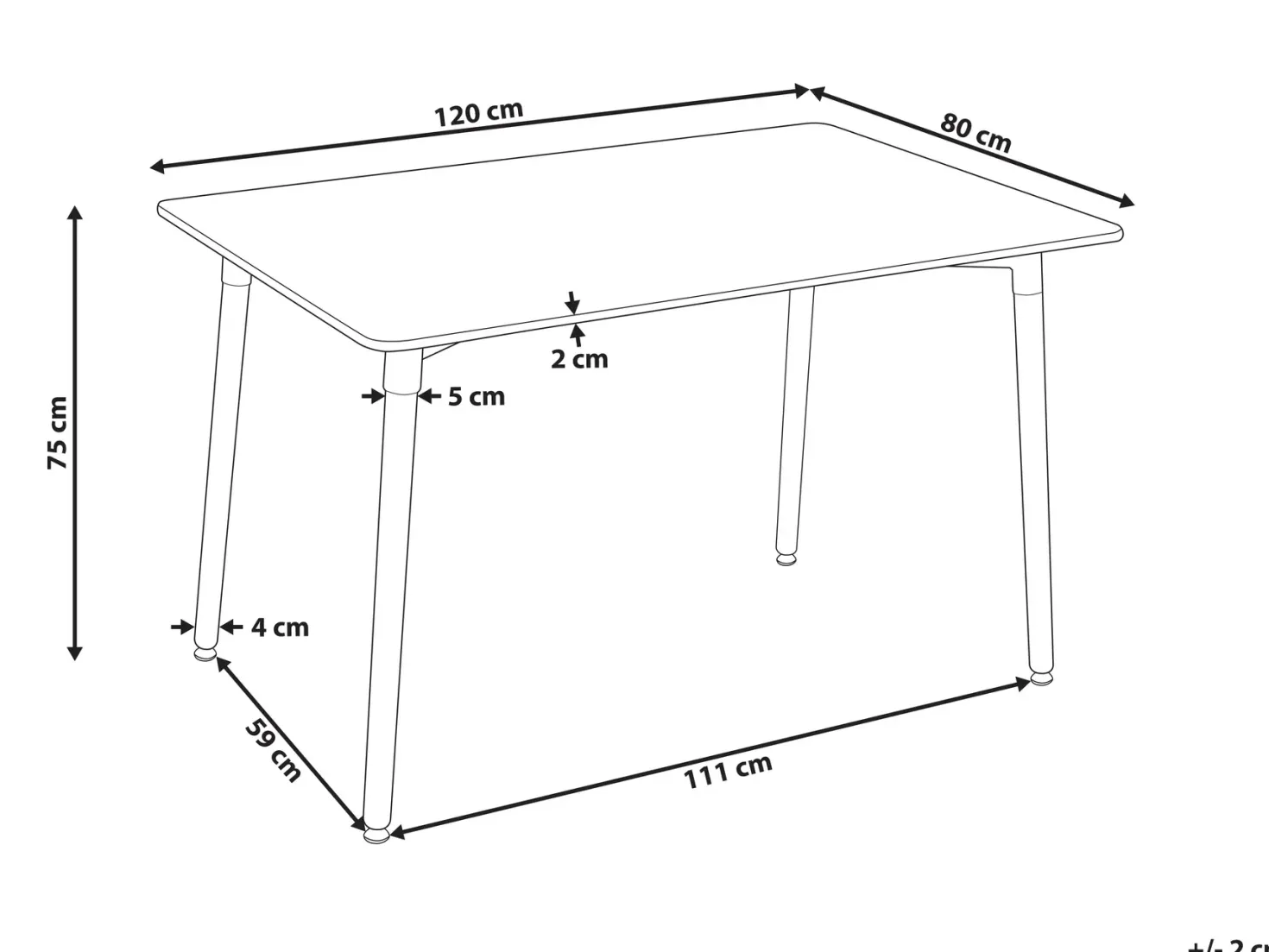 Spisebord NEWBERRY Hvid 120 cm 80 cm