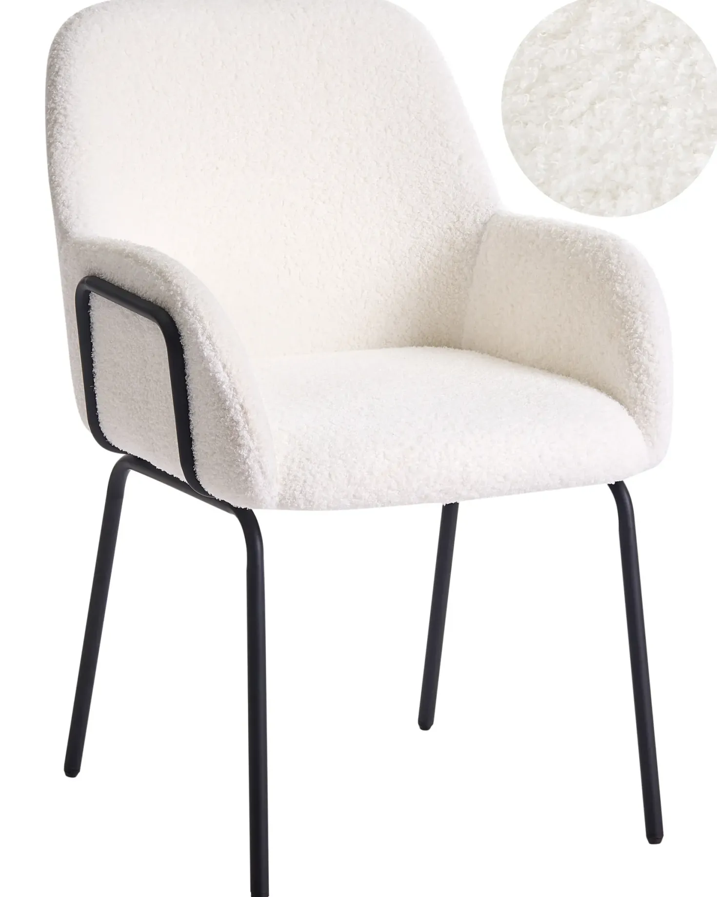 Spisebordsstol ALGONA Boucle Cremehvid