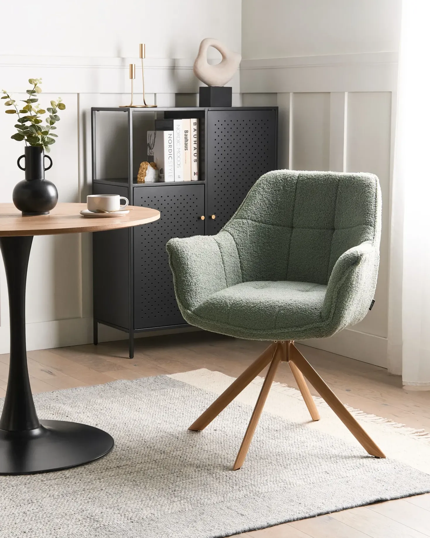 Spisebordsstol HAYDEN Boucle Lysegrøn