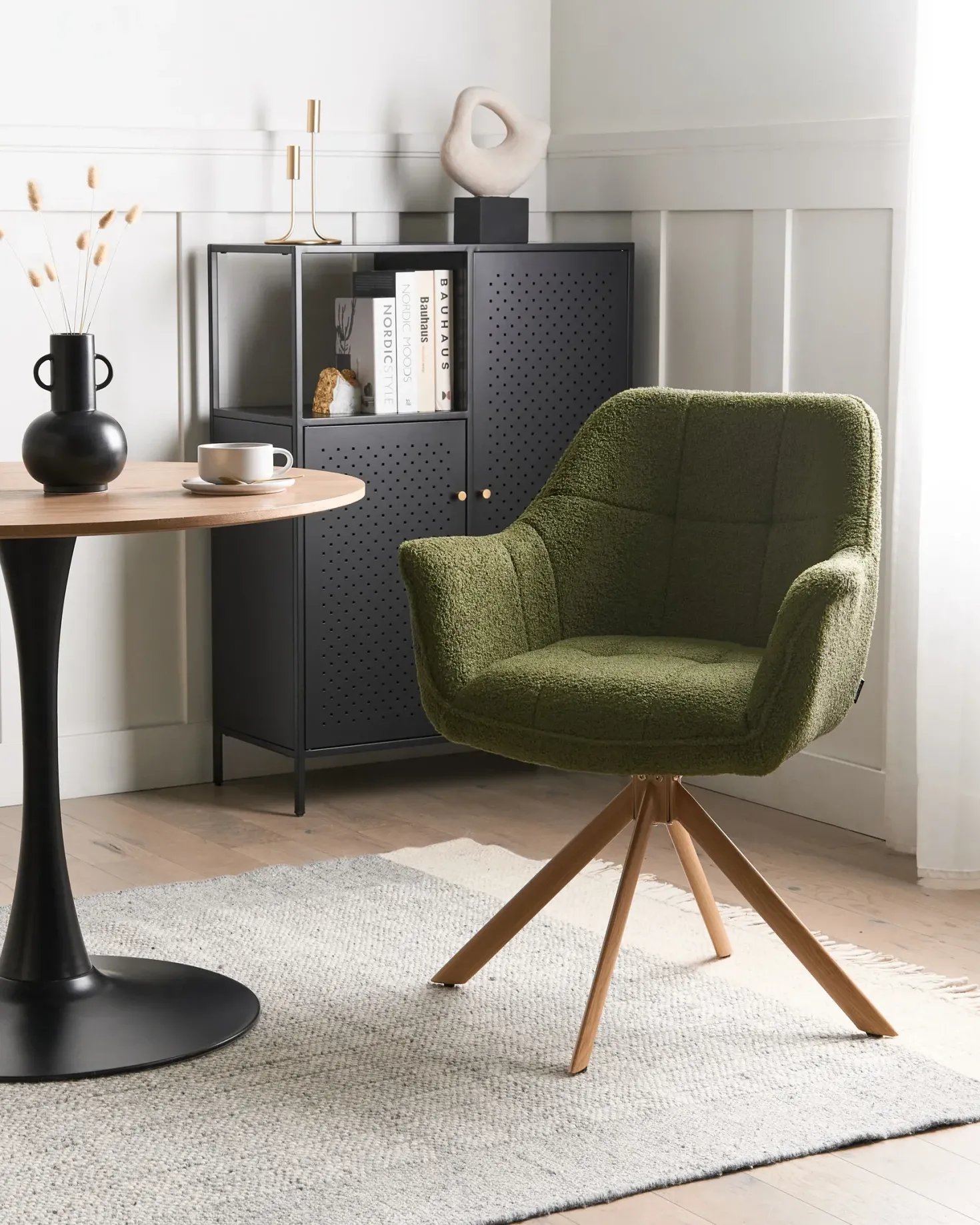 Spisebordsstol HAYDEN Boucle Grøn