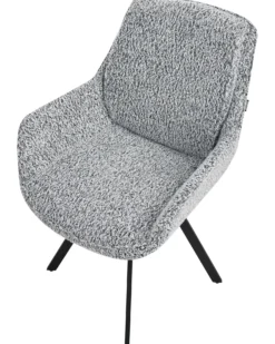 Spisebordsstol MARCELLUS Boucle Sort/hvid