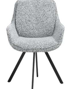 Spisebordsstol MARCELLUS Boucle Sort/hvid