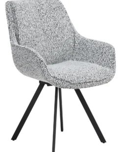 Spisebordsstol MARCELLUS Boucle Sort/hvid