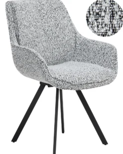 Spisebordsstol MARCELLUS Boucle Sort/hvid