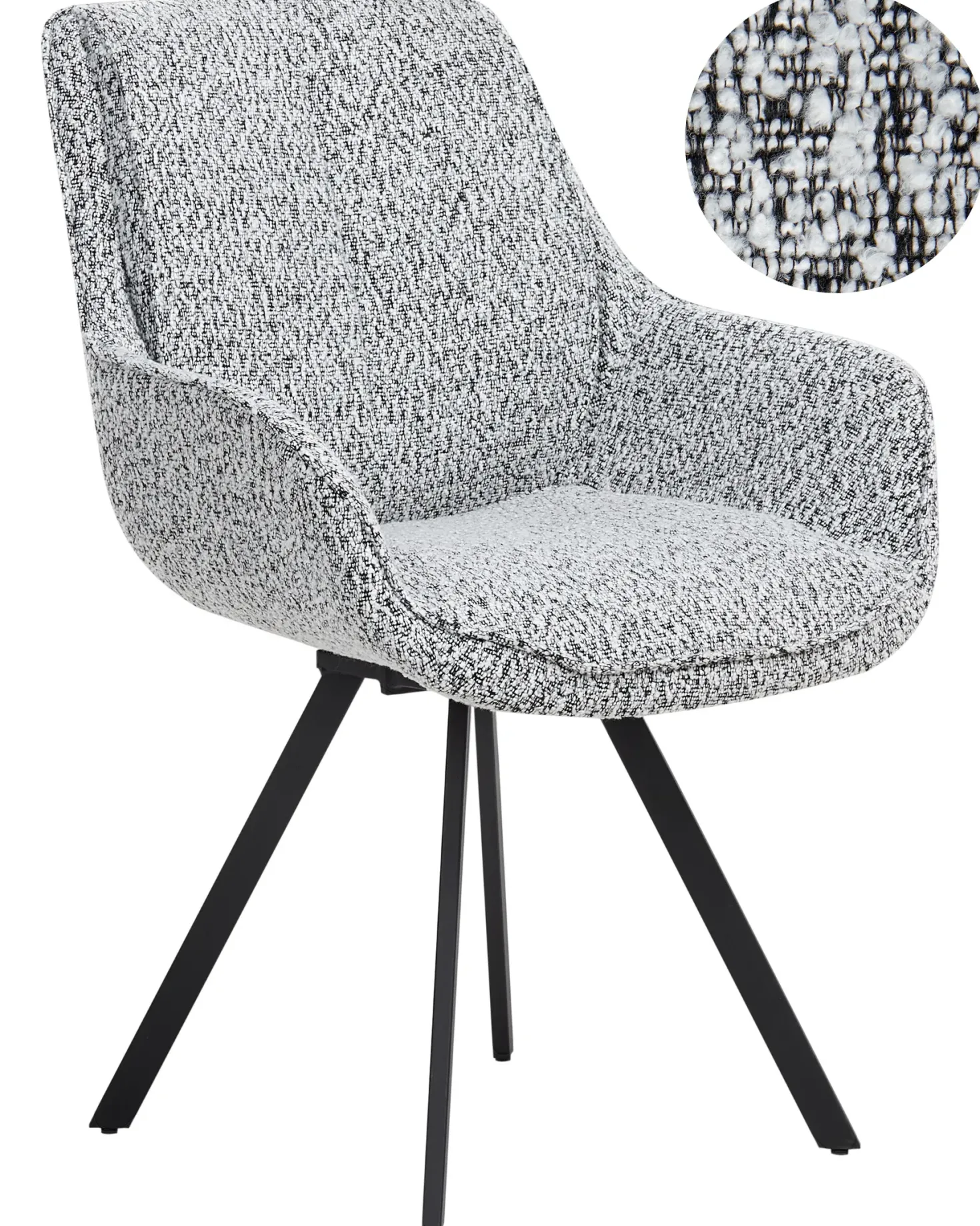 Spisebordsstol MARCELLUS Boucle Sort/hvid