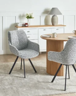 Spisebordsstol MARCELLUS Boucle Sort/hvid