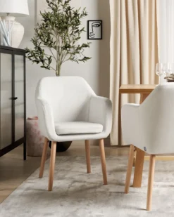 Spisebordsstol YORKVILLE II Velour Cremehvid