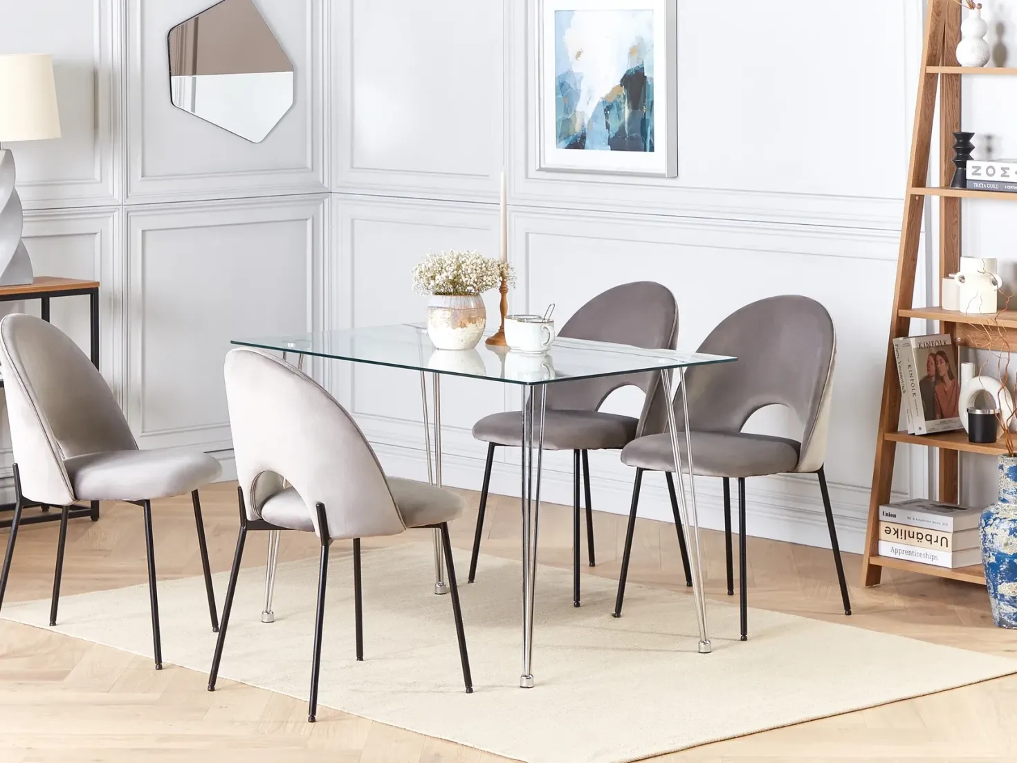 Spisebord WINSTON Sølv 120 cm 70 cm Hærdet glas
