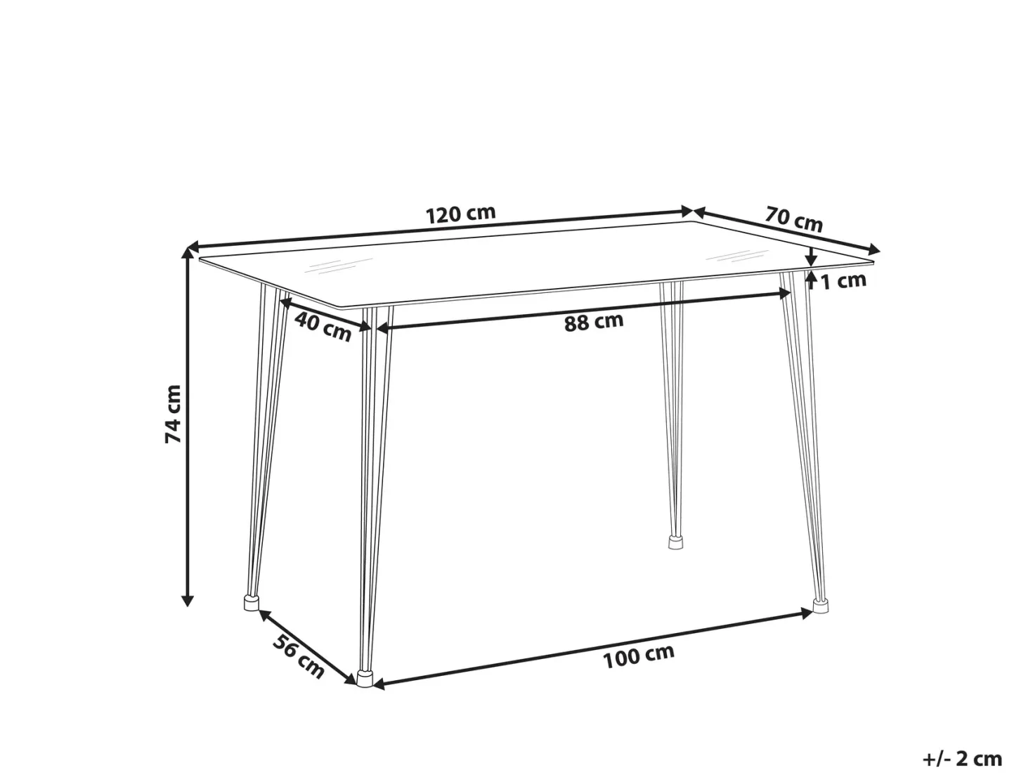 Spisebord WINSTON Sølv 120 cm 70 cm Hærdet glas