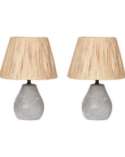 Sæt af 2 bordlamper ARWADITO Keramik Grå