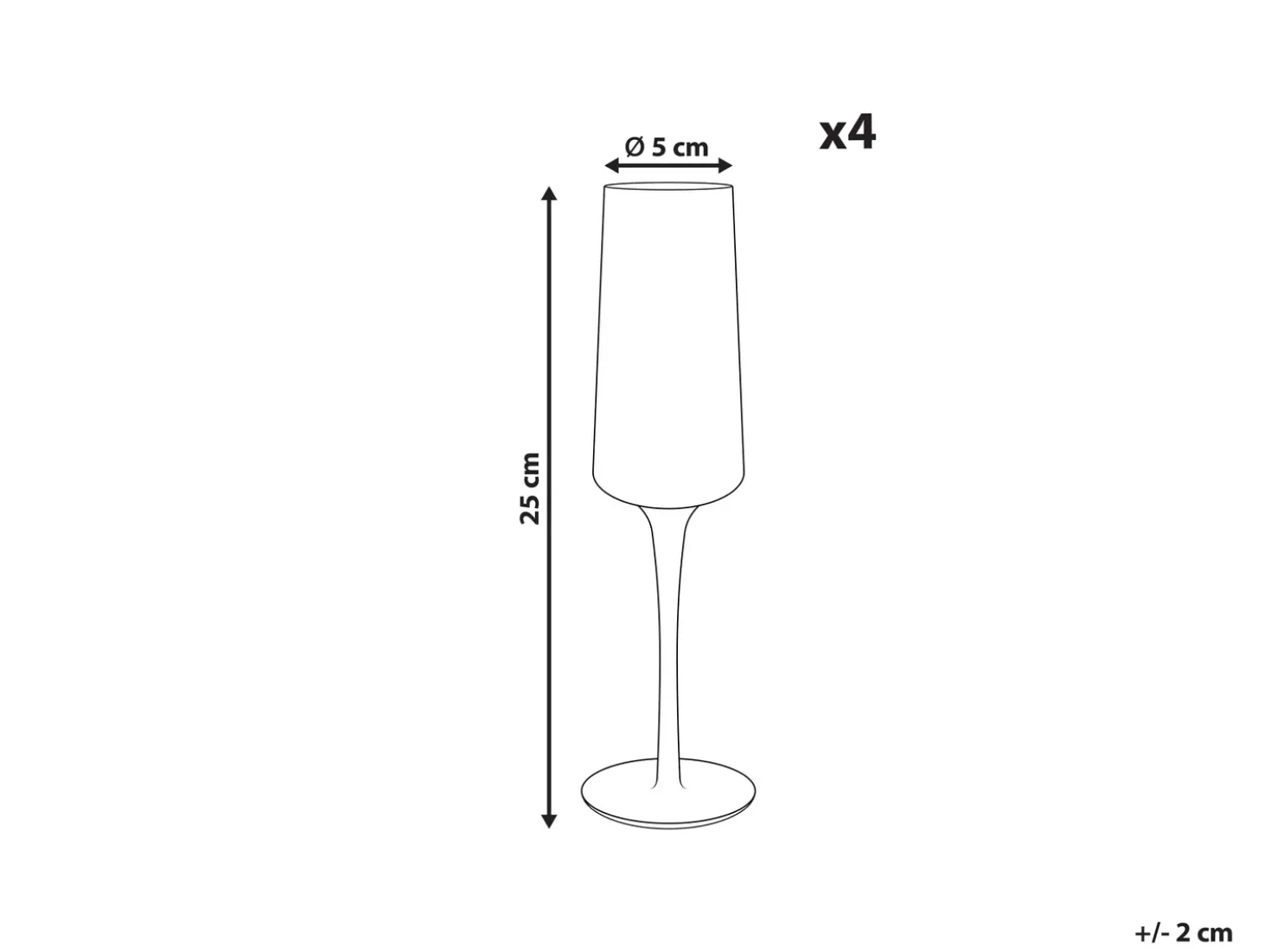 Sæt af 4 champagnefløjter QUARTZ 230 ml Grå