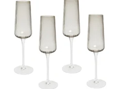 Sæt af 4 champagnefløjter QUARTZ 230 ml Grå