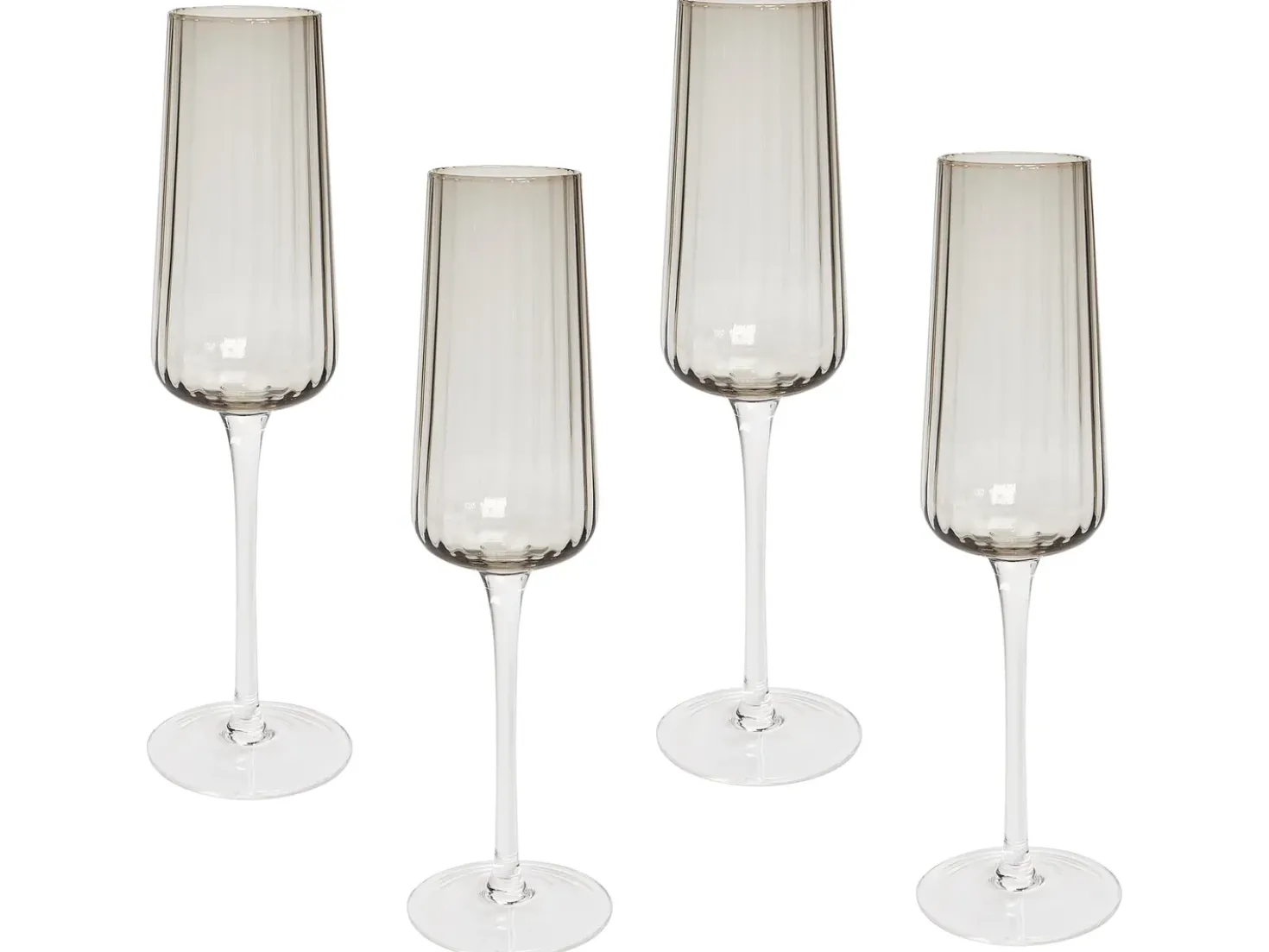 Sæt af 4 champagnefløjter QUARTZ 230 ml Grå