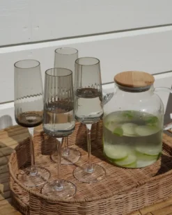 Sæt af 4 champagnefløjter QUARTZ 230 ml Grå