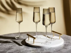 Sæt af 4 champagnefløjter QUARTZ 230 ml Grå