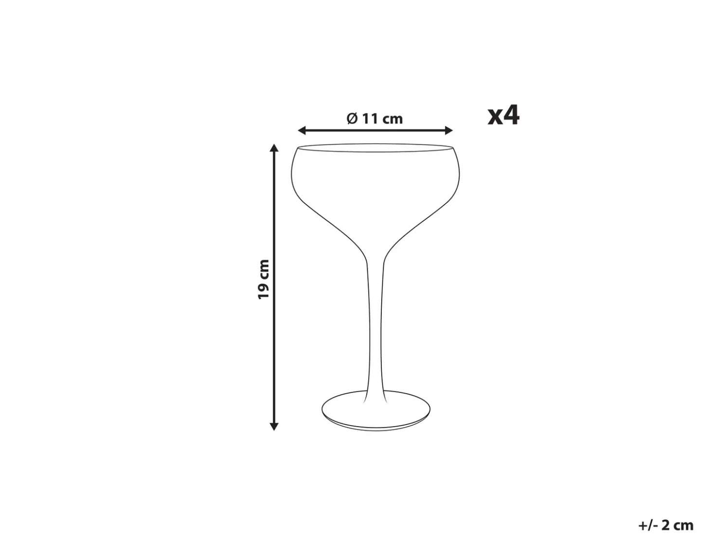 Sæt af 4 champagne-underkopper MORGANITE 300 ml Transparent