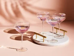 Sæt af 4 champagne-underkopper MORGANITE 300 ml Transparent