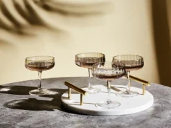 Sæt af 4 champagne-underkopper QUARTZ 170 ml Grå