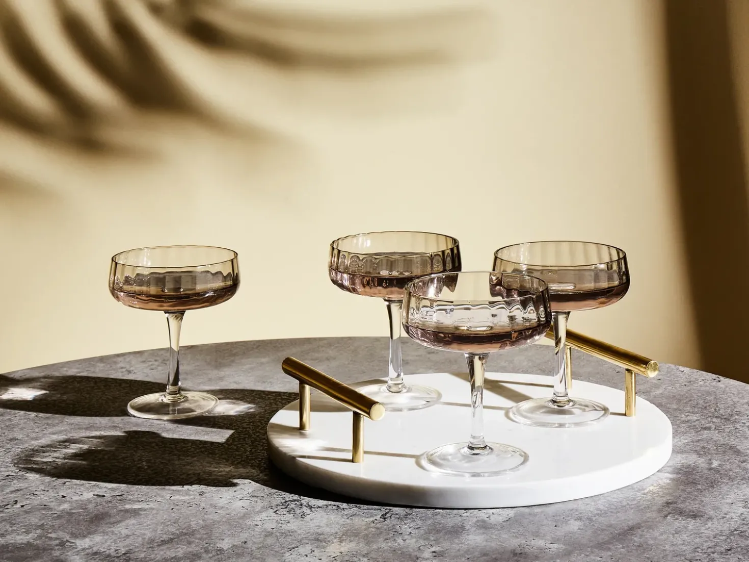 Sæt af 4 champagne-underkopper QUARTZ 170 ml Grå
