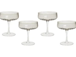 Sæt af 4 champagne-underkopper QUARTZ 170 ml Grå