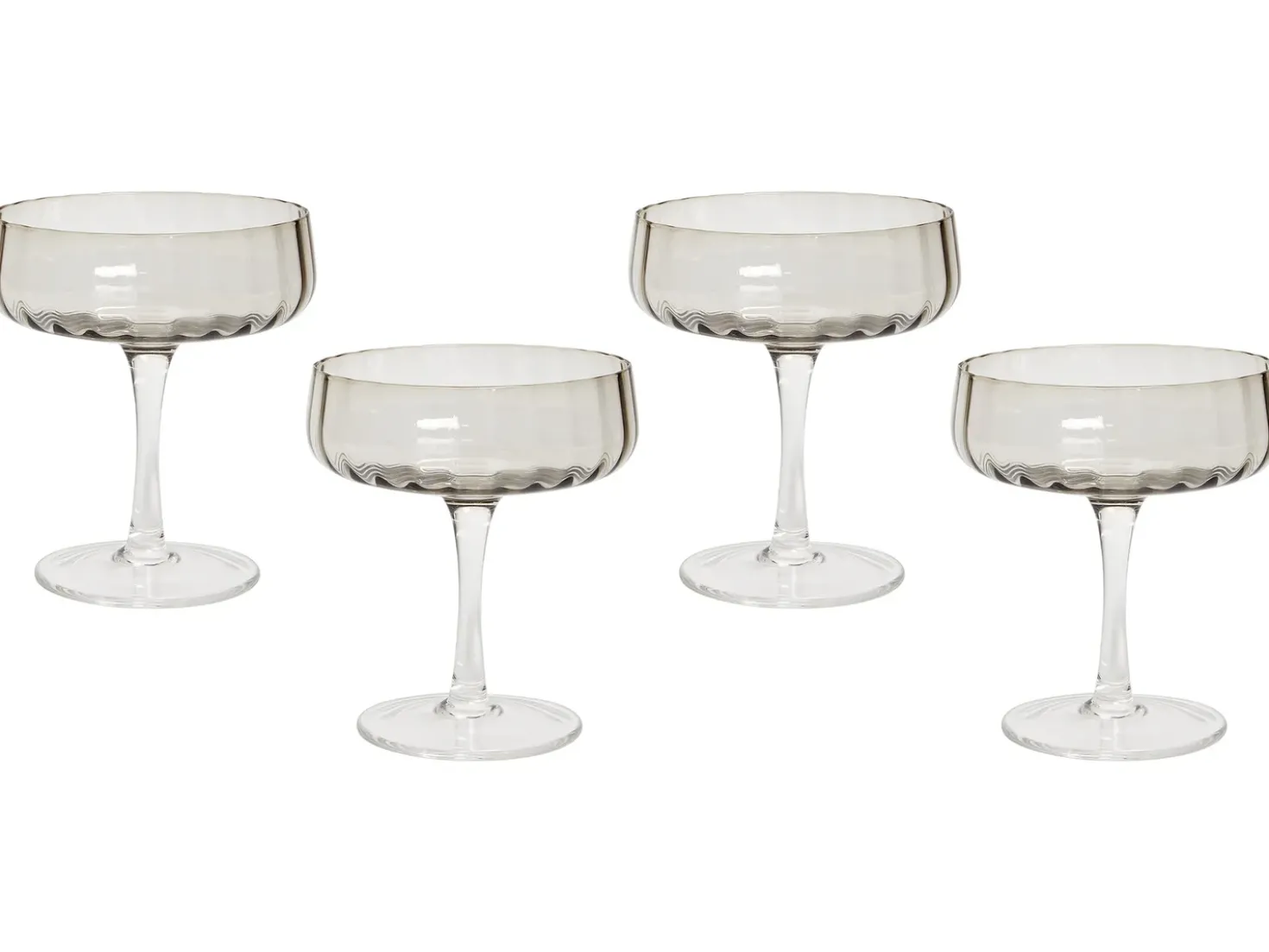 Sæt af 4 champagne-underkopper QUARTZ 170 ml Grå