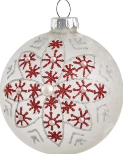 Sæt af 50 julekugler SNOWFLAKE Glas Rød/Hvid