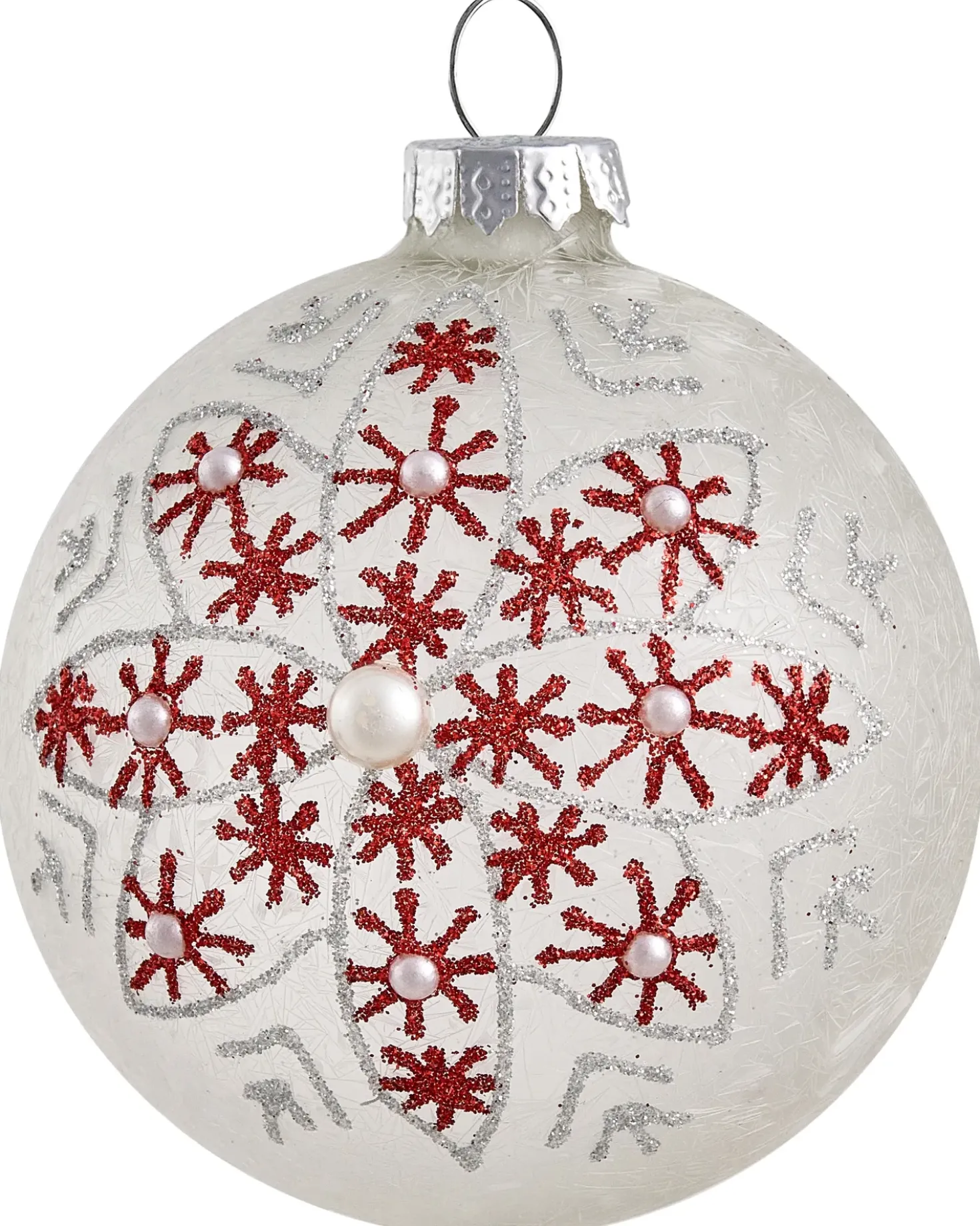 Sæt af 50 julekugler SNOWFLAKE Glas Rød/Hvid