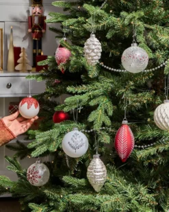 Sæt af 50 julekugler SNOWFLAKE Glas Rød/Hvid