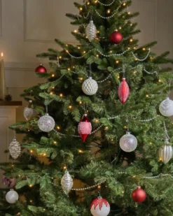 Sæt af 50 julekugler SNOWFLAKE Glas Rød/Hvid