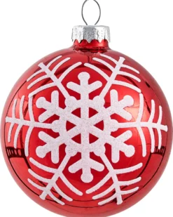 Sæt af 50 julekugler SNOWFLAKE Glas Rød/Hvid
