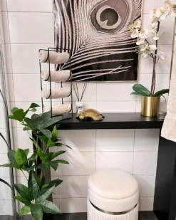 Sæt af 2 opbevaringspuffer CAMDENTON Velour Cremehvid