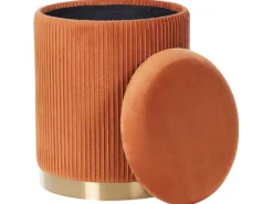 Sæt af 2 opbevaringspuffer MIRAMAR Velour Orange