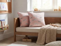 Sæt af 2 pyntepuder ARALES Bomuld 45 x 45 cm Pastellrosa Dyremønster
