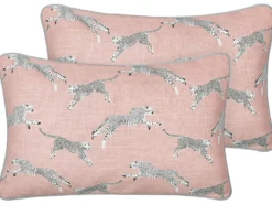 Sæt af 2 pyntepuder ARALES Bomuld 30 x 50 cm Pastellrosa Dyremønster