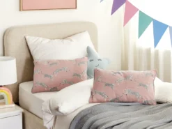 Sæt af 2 pyntepuder ARALES Bomuld 30 x 50 cm Pastellrosa Dyremønster