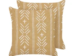 Sæt af 2 pyntepuder BANYAN Bomuld 45 x 45 cm Sand Beige Geometrisk mønster