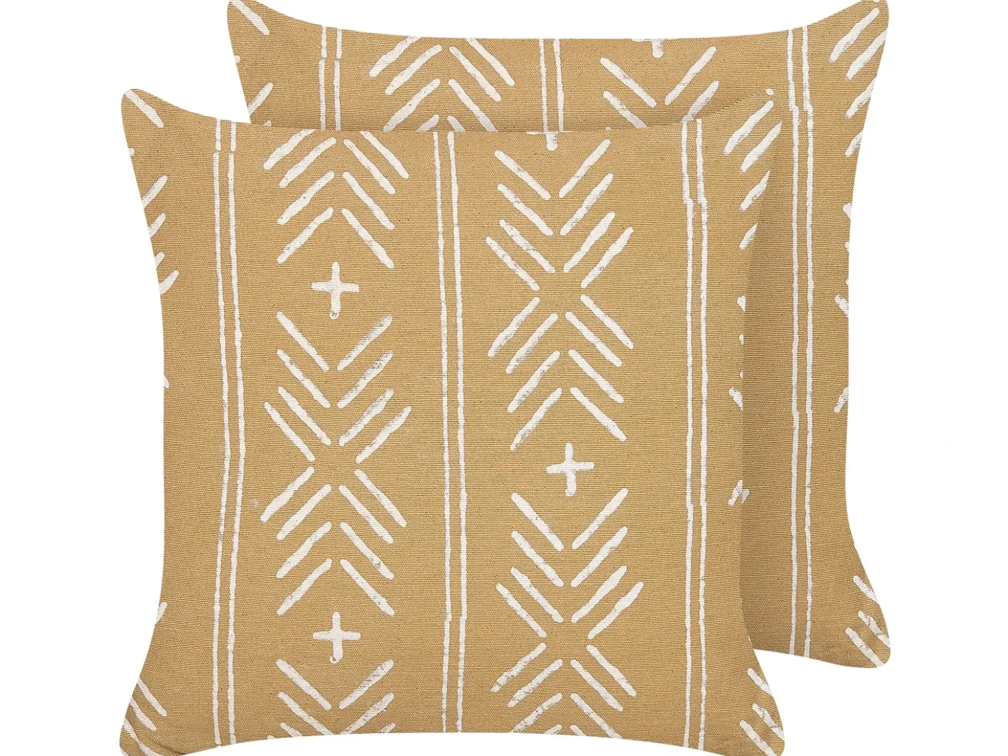 Sæt af 2 pyntepuder BANYAN Bomuld 45 x 45 cm Sand Beige Geometrisk mønster