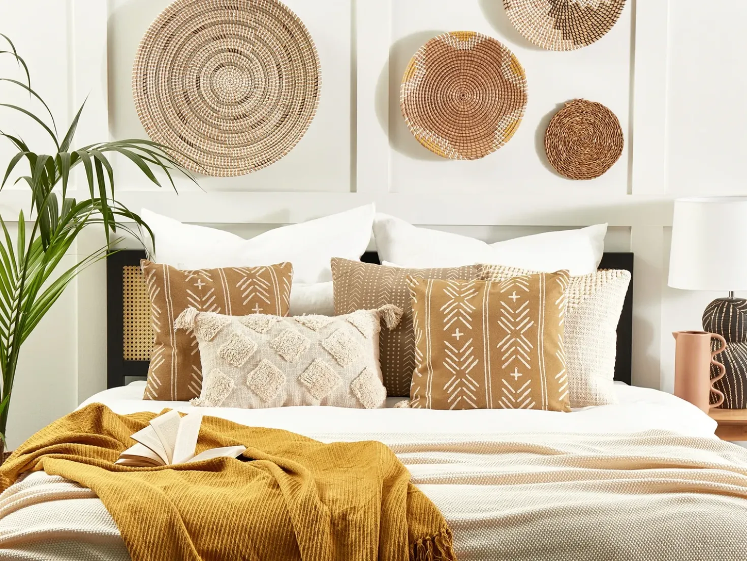 Sæt af 2 pyntepuder BANYAN Bomuld 45 x 45 cm Sand Beige Geometrisk mønster