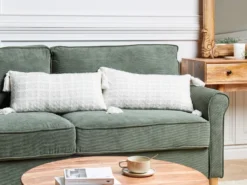 Sæt af 2 pyntepuder DOURIS 30 x 60 cm Lys Beige Ternet mønster