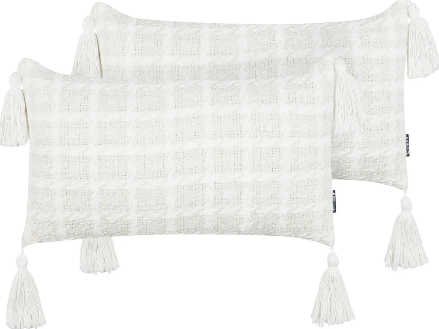 Sæt af 2 pyntepuder DOURIS 30 x 60 cm Lys Beige Ternet mønster