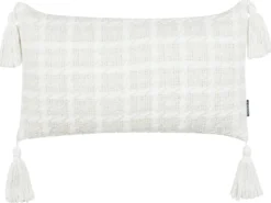Sæt af 2 pyntepuder DOURIS 30 x 60 cm Lys Beige Ternet mønster