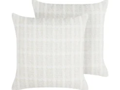 Sæt af 2 pyntepuder DOURIS 45 x 45 cm Lys Beige Ternet mønster