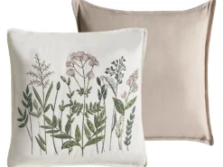 Sæt af 2 pyntepuder FERNA Bomuld 45 x 45 cm Hvid/beige Blomstermønster