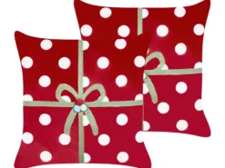 Sæt af 2 pyntepuder GUMDROP Velour 45 x 45 cm Rød Julemønster